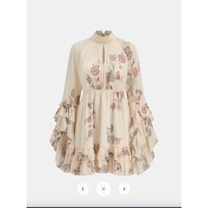 Commense  Layered Ruffled Floral Chiffon Mini Dress Sz L